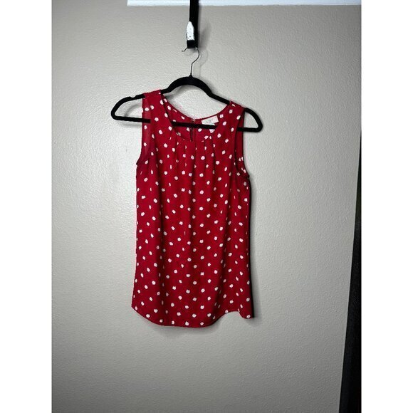 Loft Outlet Women's Red Polka Dot‎ Blouse size X-small sleeveless round neck - Picture 1 of 6